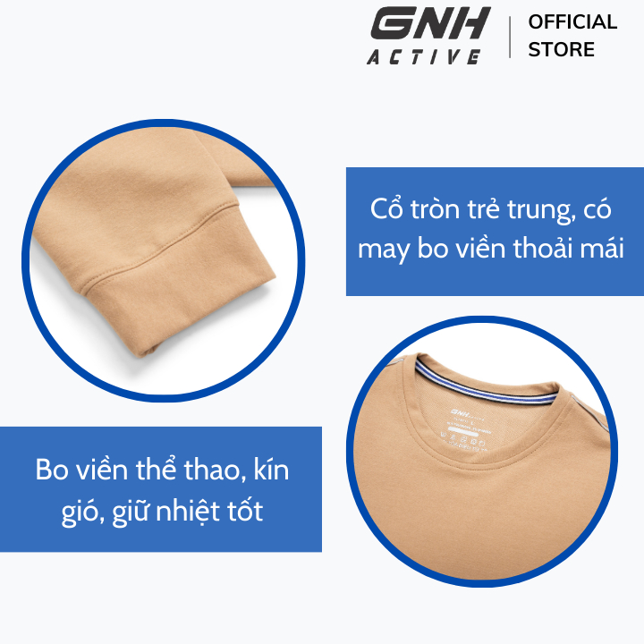 Áo nỉ nam thu đông tay dài GNH Active  nỉ dài tay nam chất nỉ dày dặn cao cấp vận động thể thao thoải mái | GNH ASN23038