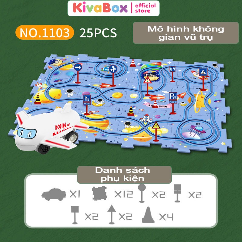 KIVABOX Bộ Đồ Chơi Lắp Ráp Đường Ray Xe Lửa Chạy Bằng Điện Tự Động DIY Cho Bé Tàu lửa chạy trên đường đua sáng tạo