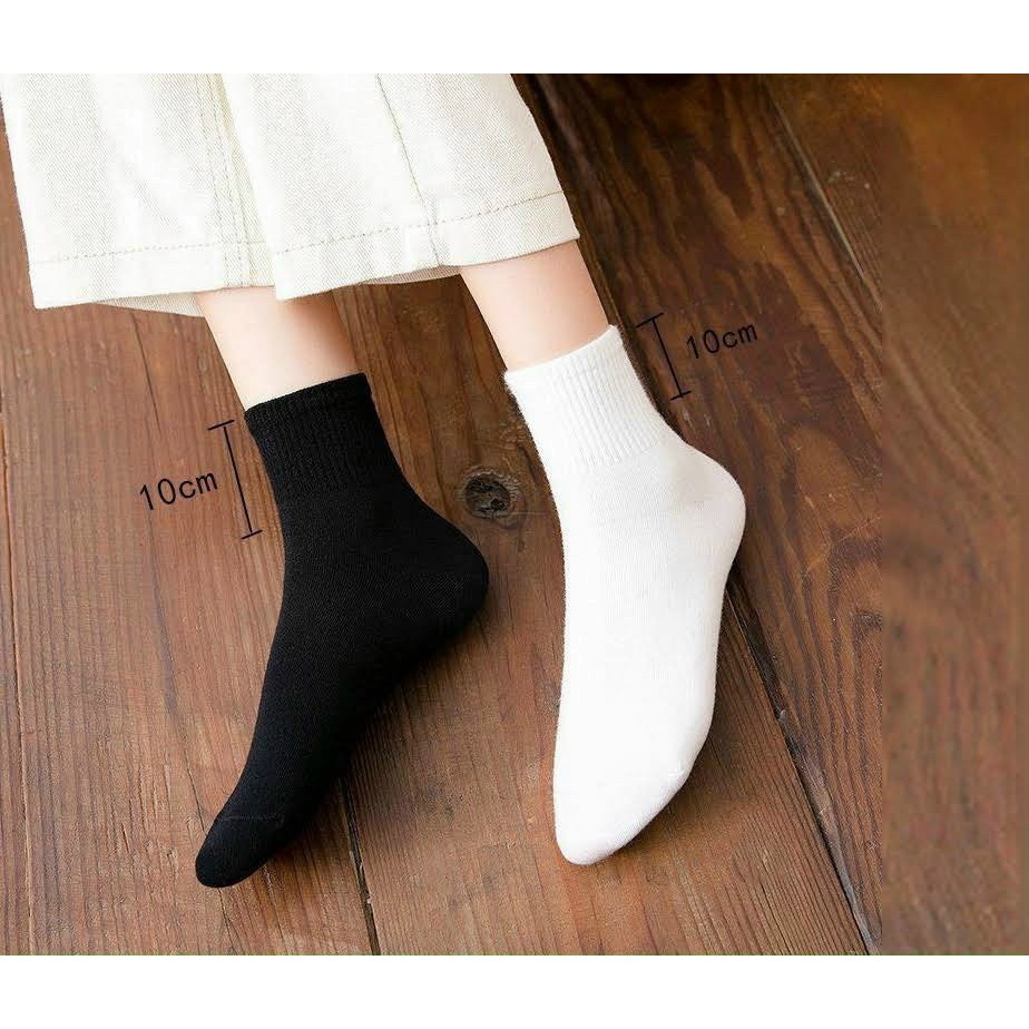 Tất vớ trơn cổ cao nam nữ hai màu trắng đen cotton mềm thoáng mát dễ phối đồ bán chạy giá rẻ hanava
