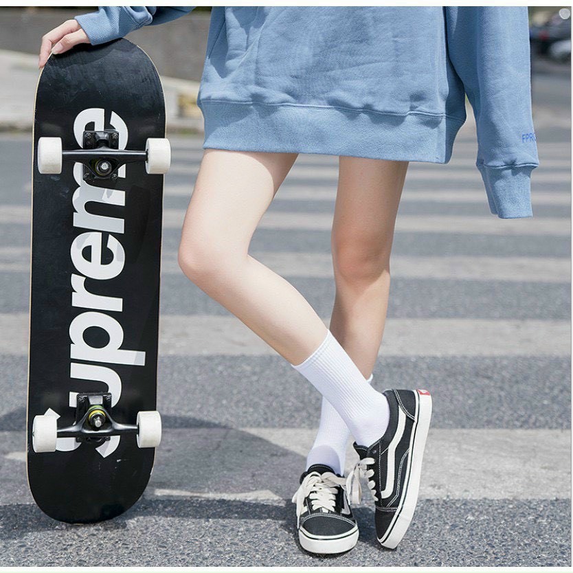 Tất vớ trơn cổ cao nam nữ hai màu trắng đen cotton mềm thoáng mát dễ phối đồ bán chạy giá rẻ hanava