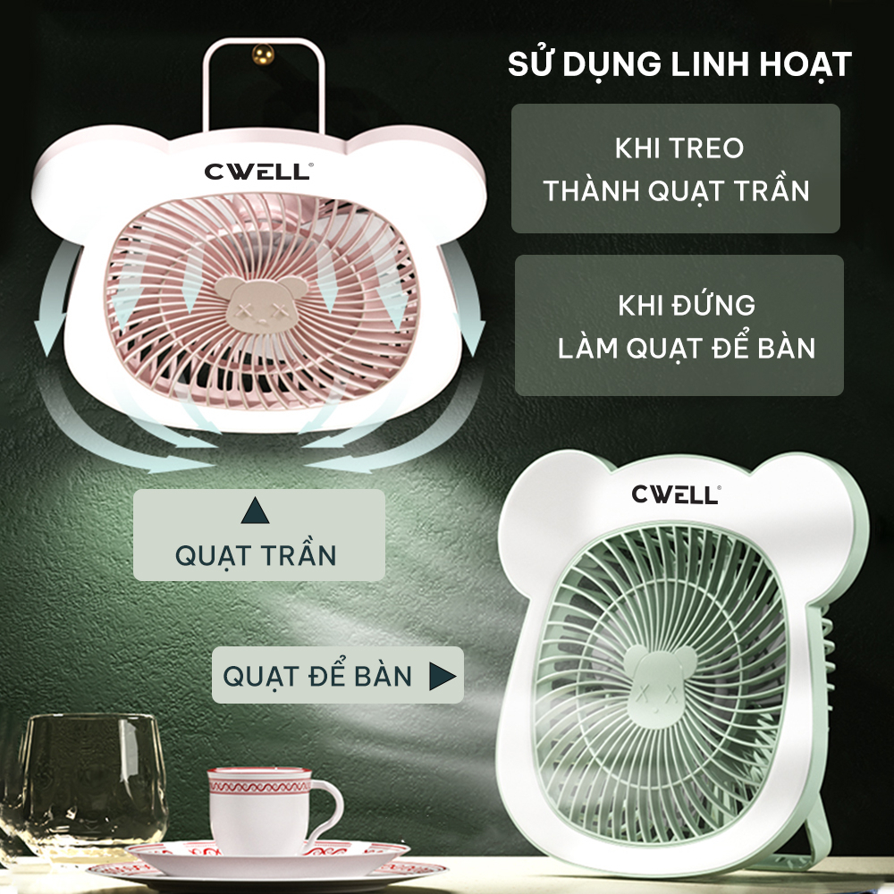 Quạt mini kẹp trên ô tô, xe hơi, xe tải, quạt tích điện để bàn động cơ em ái, 3 tốc độ giám xoay 180 độ, pin khủng