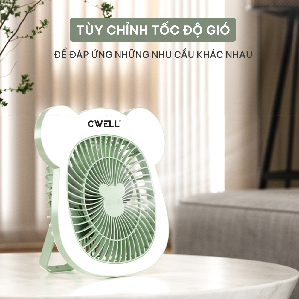 Quạt mini kẹp trên ô tô, xe hơi, xe tải, quạt tích điện để bàn động cơ em ái, 3 tốc độ giám xoay 180 độ, pin khủng