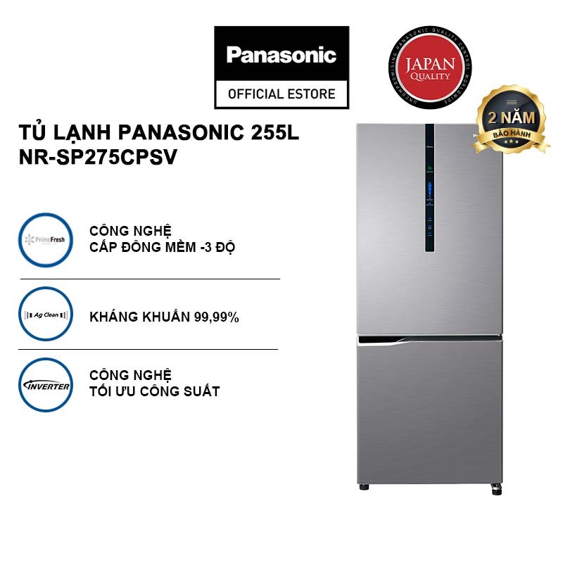 Tủ Lạnh Kháng Khuẩn Panasonic 255L NR-SP275CPSV - Cấp Đông Mềm - Siêu Tiết Kiệm - Ngăn Đá Dưới