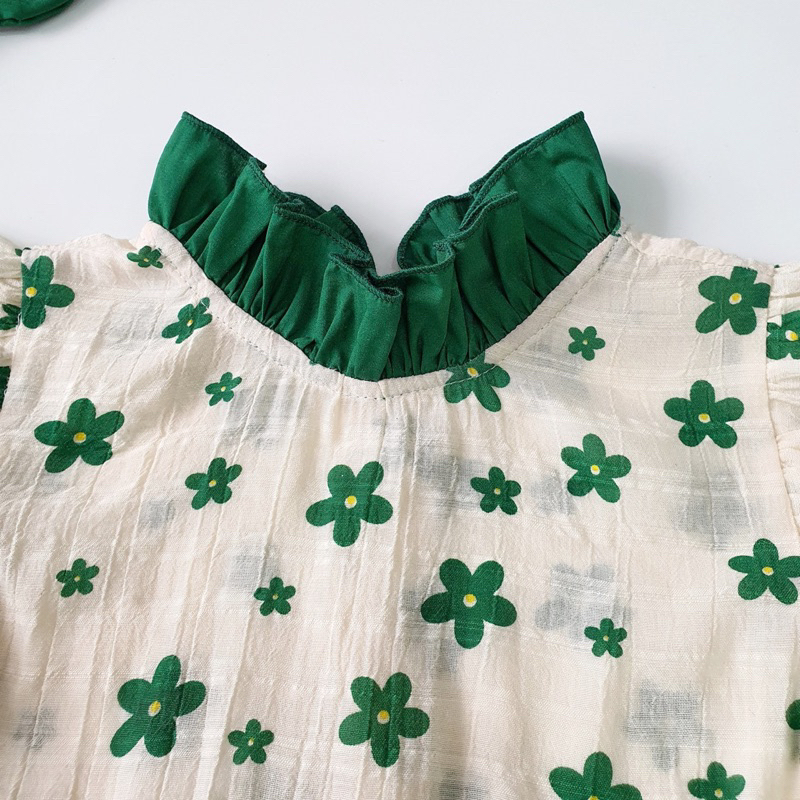 Body váy hoa xanh cánh tiên 𝐍𝐇𝐈́𝐌 𝐗𝐔̀ 𝐊𝐈𝐃𝐒 Cho Bé Gái Sơ Sinh, Đầy Tháng, Thôi Nôi, Sinh Nhật chất tơ lụa B058