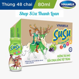 [HSD T12-2024] Thùng 48 Chai Sữa Chua Uống Susu IQ Hương Táo Nho 80ml.