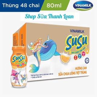[HSD T12-2024] Thùng 48 Chai Sữa Chua Uống Susu IQ Hương Cam 80ml.