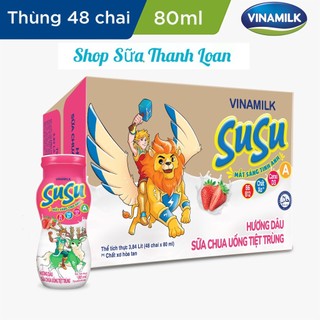 [HSD T2-2025] Thùng 48 Chai Sữa Chua Uống Susu IQ Hương Dâu 80ml.
