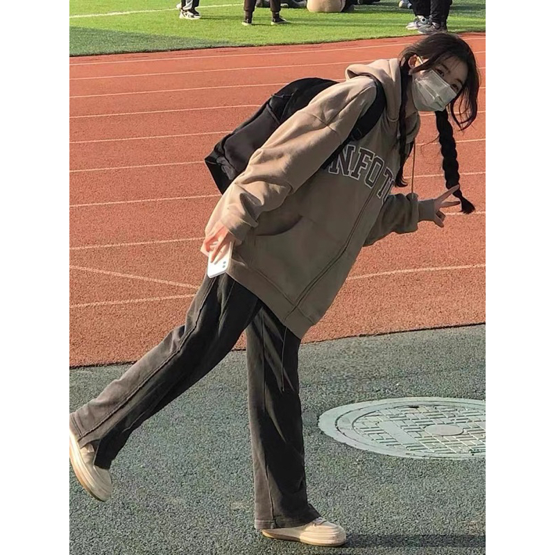 Áo Khoác Hoodie Zip NFOTOG màu Nâu Rêu,  Áo Khoác Nỉ Dây Kéo chất nỉ bông siêu dày Form rộng unsiex tay bồng