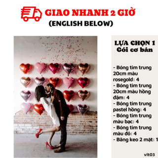 Bộ Bóng Trái Tim Hồng Trang Trí Ngày Phụ Nữ Việt Nam 20/10 - Happy Women's Day Balloon Combo PNVN26
