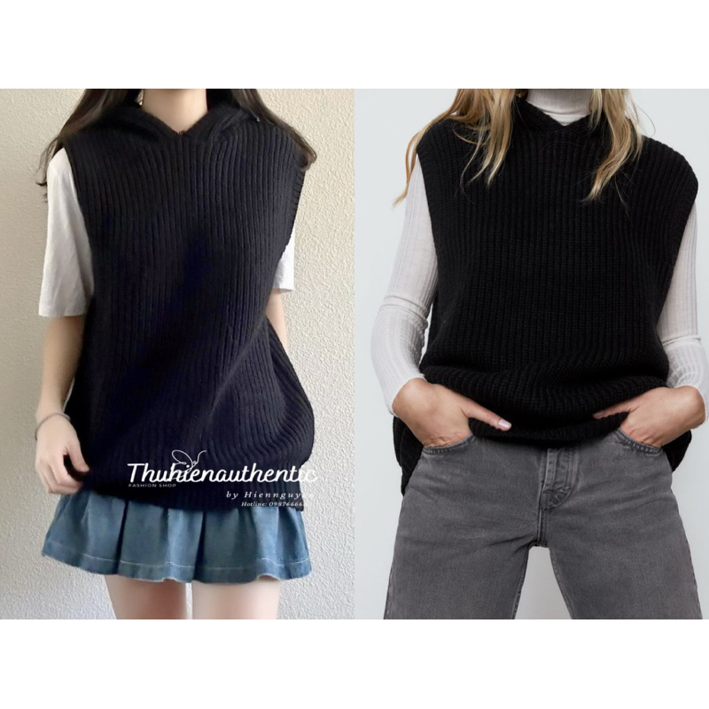 Gile len móc đen có mũ dày dặn mã code: 3519/008 ZARA chính hãng (kèm ảnh thật)