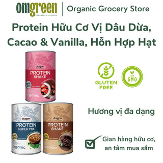 Protein hữu cơ vị dâu dừa, cacao & vanilla, hỗn hợp hạt hữu cơ dragon superfoods - omgreen organics
