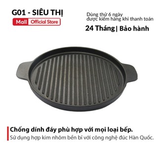 Chảo nướng bbq đúc nguyên khối CookViet cho bếp hồng ngoại bếp ga chống dính ráo dầu Hàn Quốc dùng cho mọi loại bếp