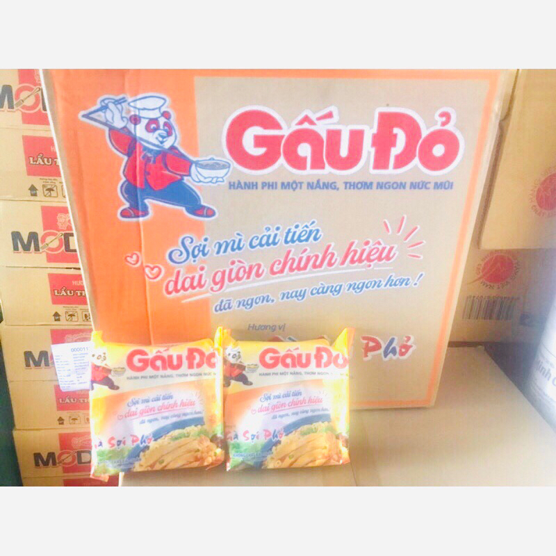 Thùng Mì Gấu Đỏ gà sợi phở, Tôm chua cay Các Loại