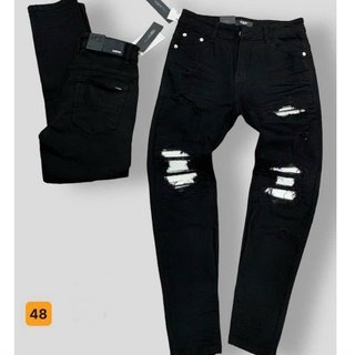 Quần Jean Nam Rách Gối -Quần Bò Nam BH48XM Cao Cấp Ống Côn Kiểu Chuẩn Đẹp Y hình
