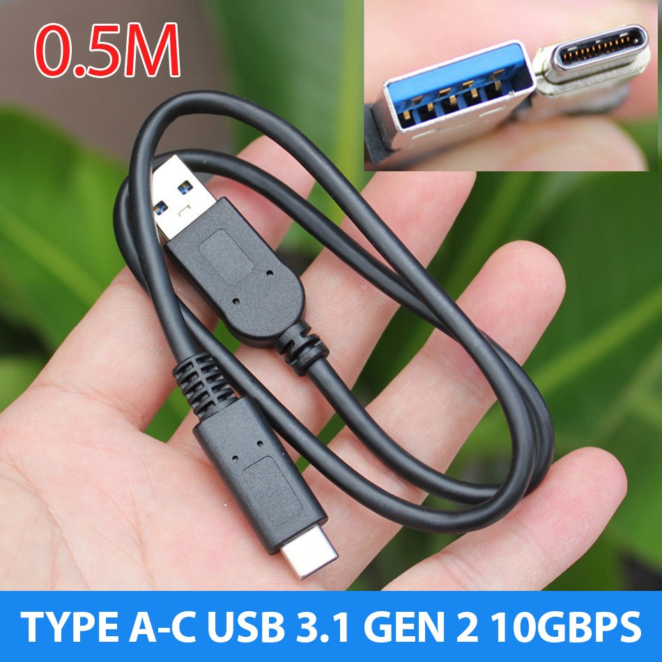 Cáp USB 3.1 Type A to Type C dài 50cm (0.5M). Tốc độ 10GB, cho HDD Box. SSD Box, M.2 NVMe Box Docking, Ổ cứng cắm ngoải