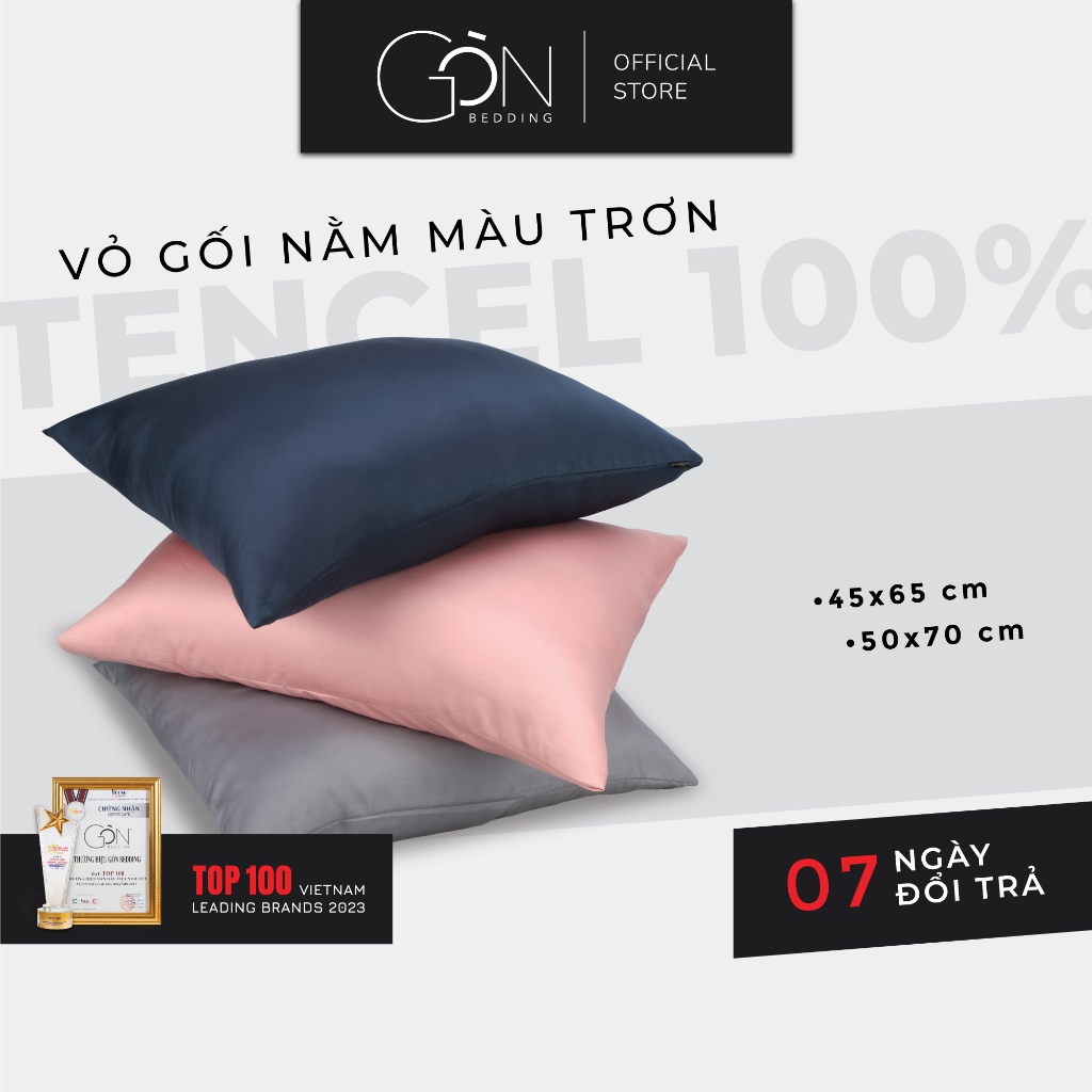 [Nhiều màu] 01 Vỏ Gối Nằm Gòn Bedding Lụa Tencel Satin 60s Cao Cấp Màu Trơn 50x70 cm