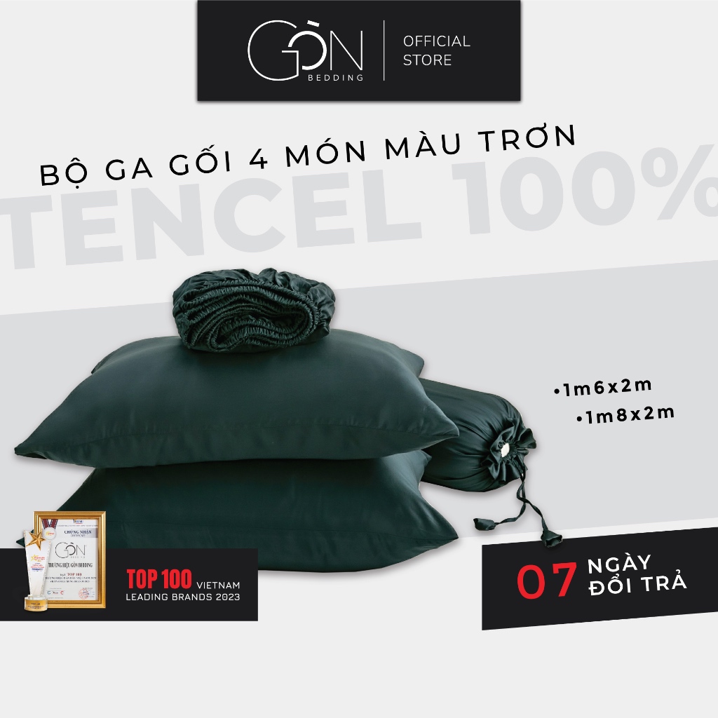 [Nhiều màu] Bộ Ga Gối 4 Món Gòn Bedding Lụa Tencel 60s Cao Cấp Màu Trơn 1m8x2m 1m6x2m