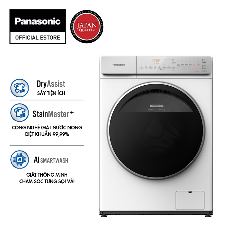 [CHỈ GIAO MIỀN BẮC] Máy Giặt Cửa Trước Panasonic 9,5 Kg NA-V95FC1WVT - Sấy Diệt khuẩn 99% - Cảm Biến Thông Minh