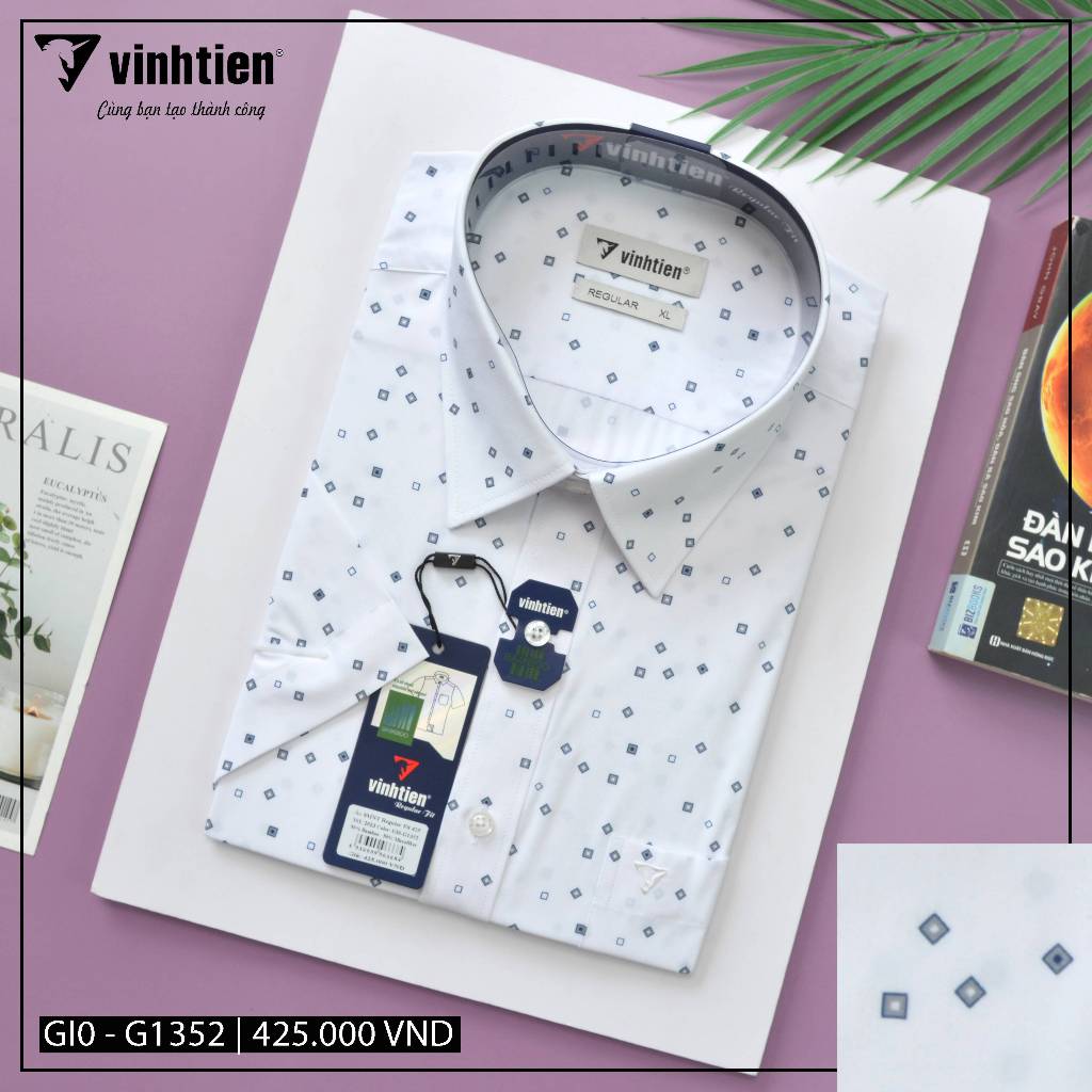 Áo Sơ Mi Ngắn Tay Vải Bamboo Vạt Ngang Form Regular Vĩnh Tiến 425