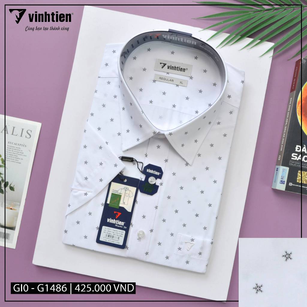 Áo Sơ Mi Ngắn Tay Vải Bamboo Vạt Ngang Form Regular Vĩnh Tiến 425