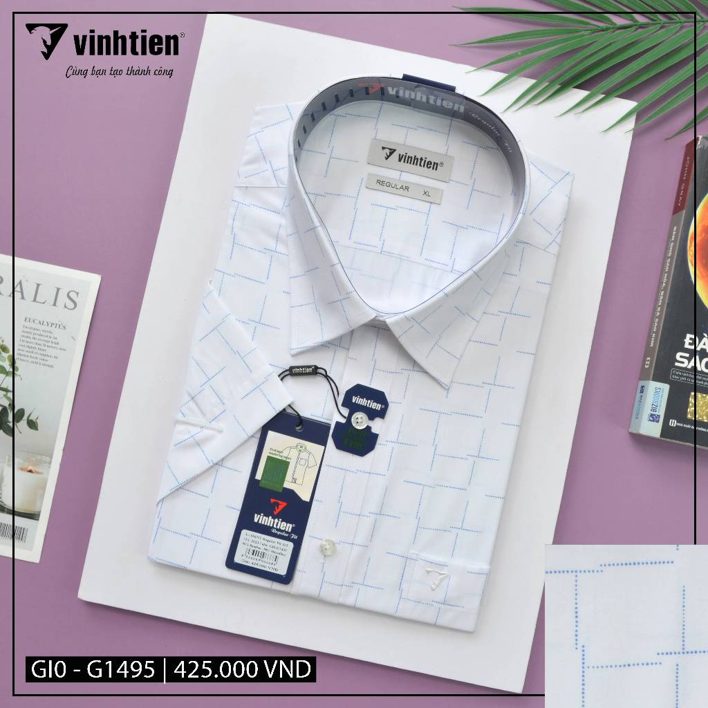 Áo Sơ Mi Ngắn Tay Vải Bamboo Vạt Ngang Form Regular Vĩnh Tiến 425