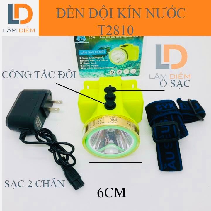 Đèn pin đội pin sạc chông nước lặn sâu 20m t2806 - 2808 - 2810
