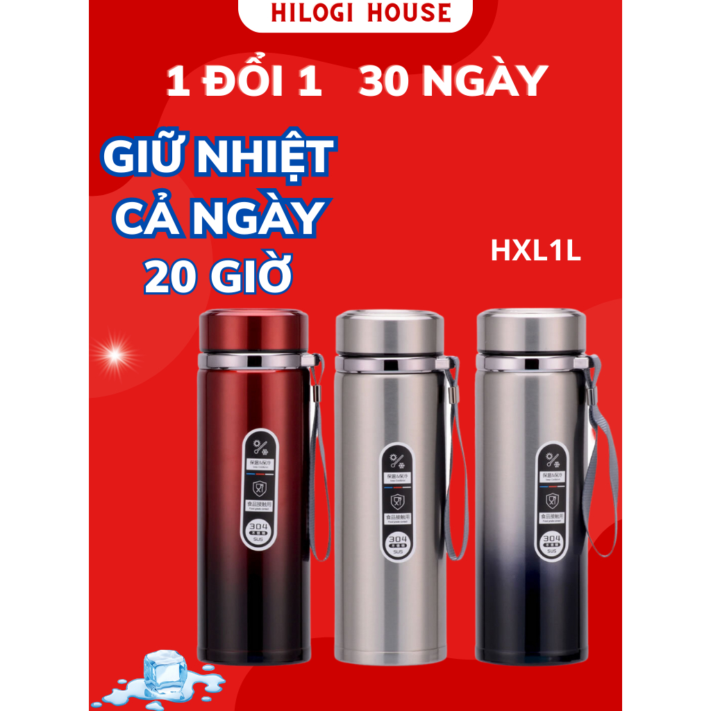 Bình giữ nhiệt tặng kèm túi giữ nhiệt 2 lớp bình inox 304 giữ nhiệt đến 12 giờ