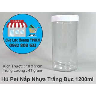 Hủ nhựa pet 1200ml nắp nhựa trắng đục fi 89