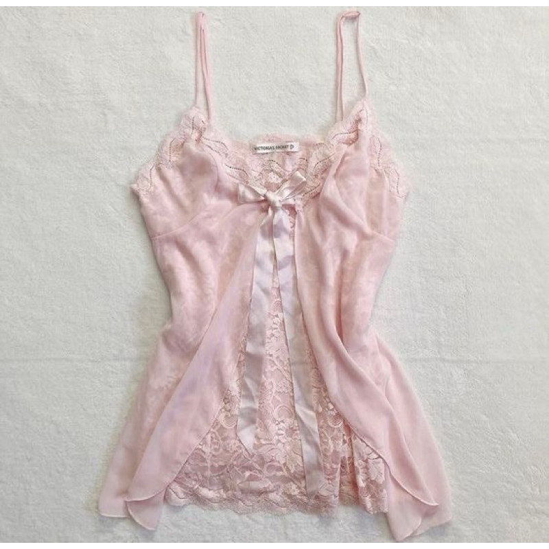 Áo cup ngực y2k cami phong cách coquette, Đầm ngủ công chúa Eblin xuyên thấu vintage