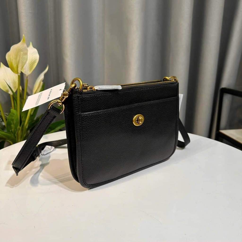Túi Coach Slim Turnlock Crossbody Size 22.5x16cm - Màu Đen