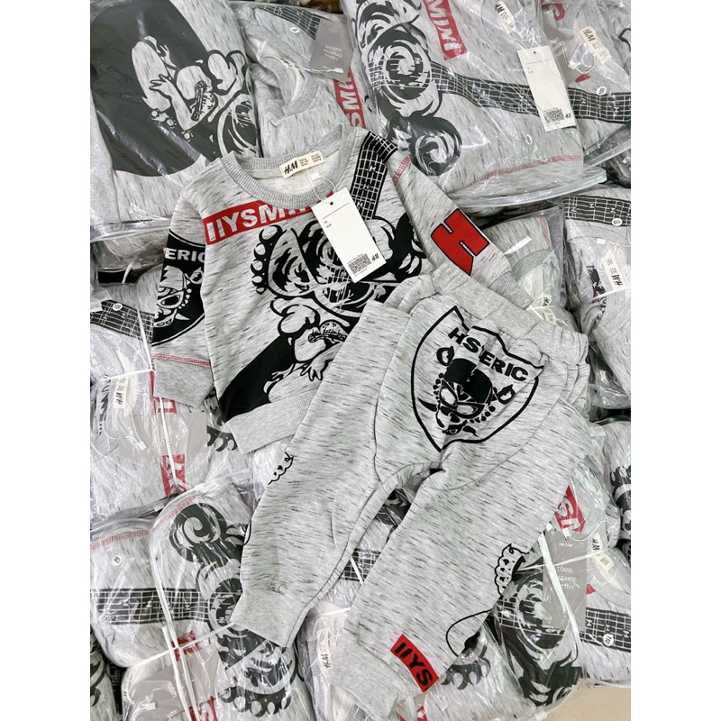 Bộ nỉ ghi in hình nhện dài tay cho bé trai