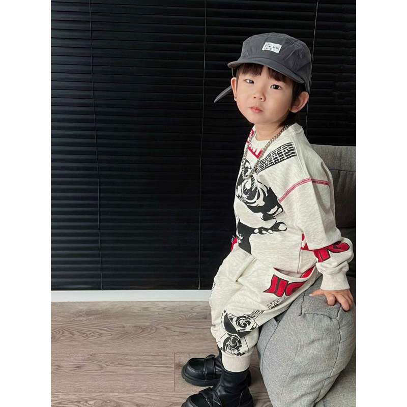 Bộ nỉ ghi in hình nhện dài tay cho bé trai