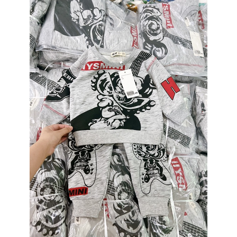 Bộ nỉ ghi in hình nhện dài tay cho bé trai