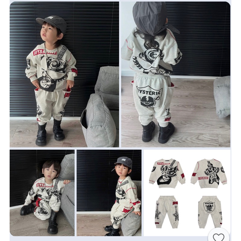 Bộ nỉ ghi in hình nhện dài tay cho bé trai