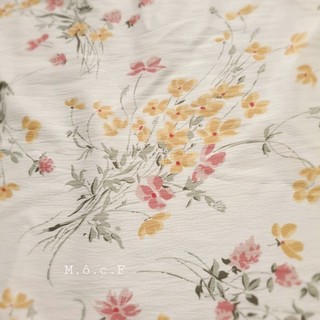 Vải thô xốp hoa cỏ vintage
