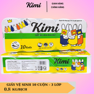 Giấy vệ sinh kimi bịch 10 cuộn 0.8 kg siêu dai, mềm mịn, không có chất tẩy trắng - 𝐊𝐢𝐦𝐢 𝐂𝐨𝐦