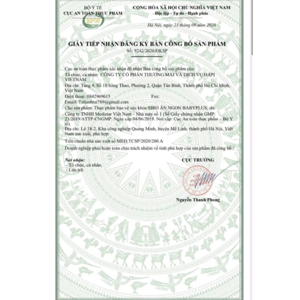 Siro ăn ngon Baby Plus Hộp 30 gói nguyên mã