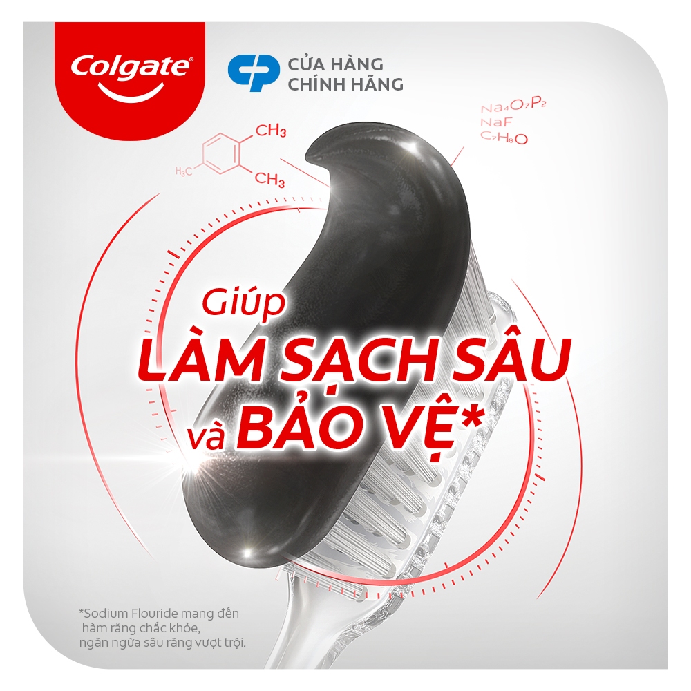 Bộ đôi Nước súc miệng Colgate trắng răng Optic White 500ml và Kem đánh răng Colgate Than Tre và Bạc hà 180g