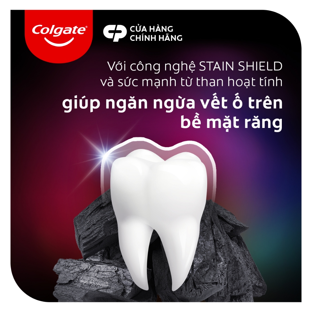 Bộ đôi Nước súc miệng Colgate trắng răng Optic White 500ml và Kem đánh răng Colgate Than Tre và Bạc hà 180g