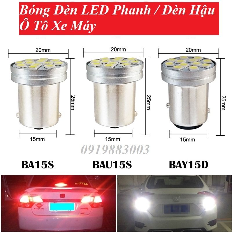 1 bóng Đèn 1156 BA15S BAU15S 1157 BAY15D LED 12smd 3030 cho Đèn Phanh Đèn Hậu Đèn Lùi Daylight ô tô xe máy