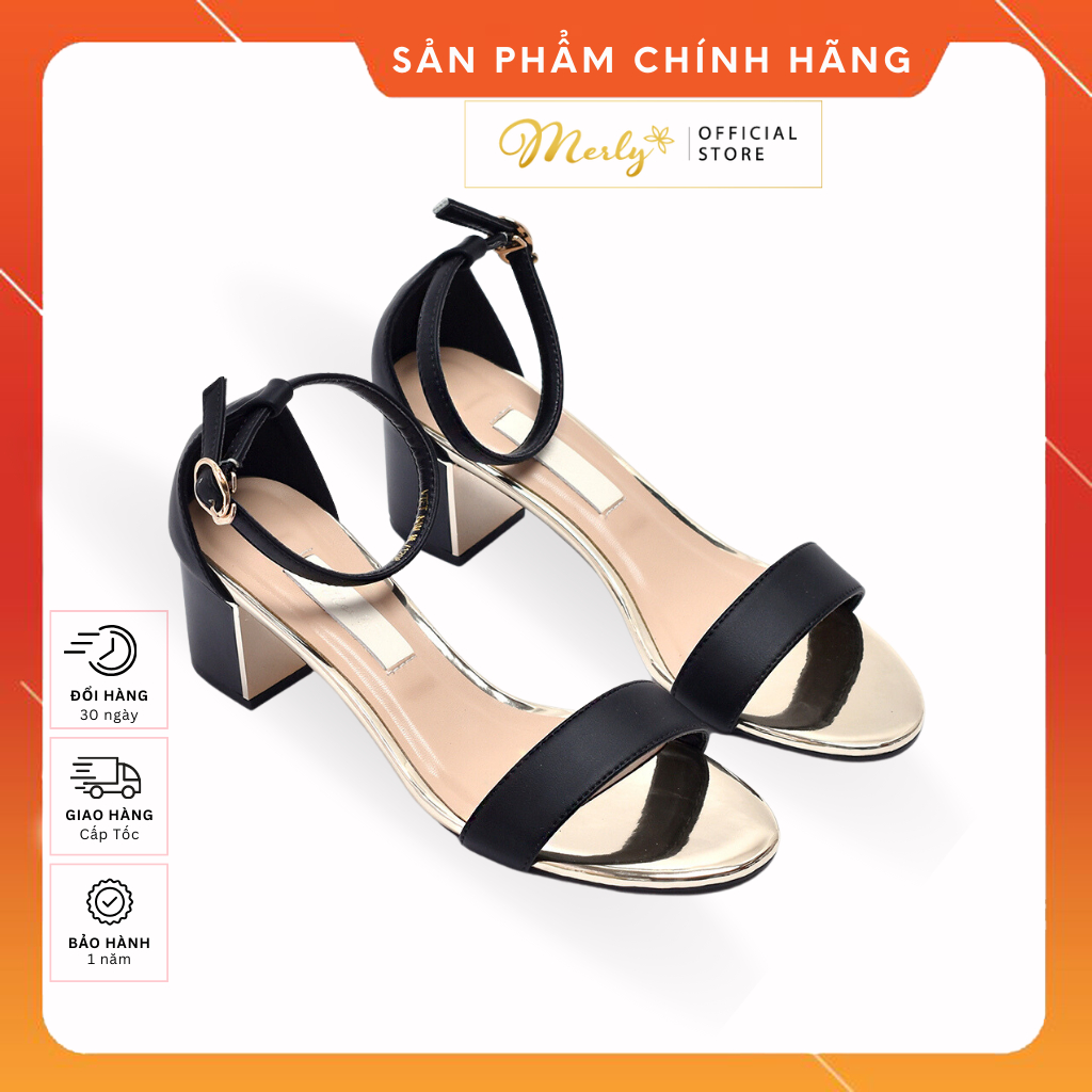 [Form To Đặt Lùi 1 Size] Giày Sandal Quai Ngang 5cm Merly 1208, Giày Đi Với Áo Dài, Giày Sandals Nữ, Giày Nữ Hàng Hiệu