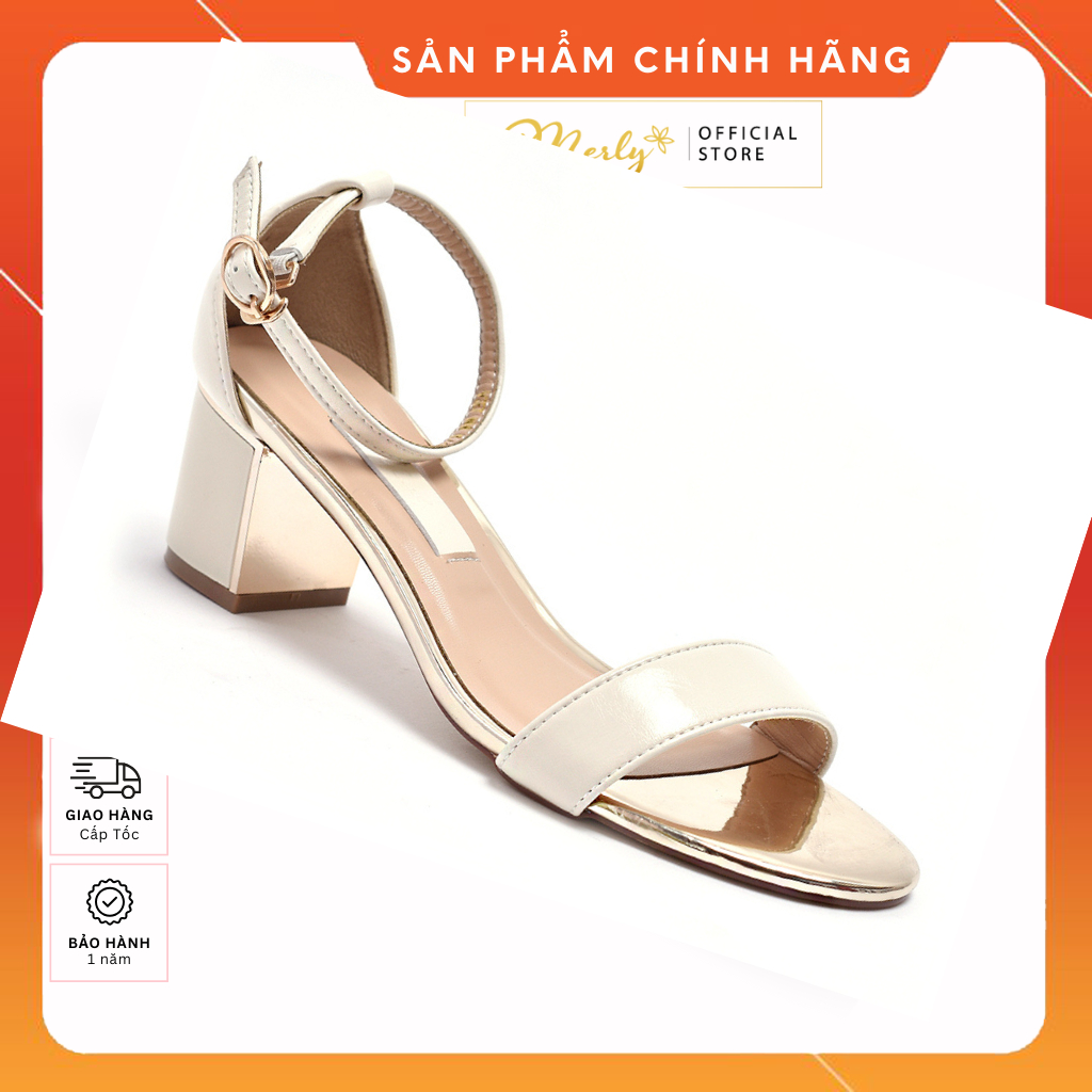 [Form To Đặt Lùi 1 Size] Giày Sandal Quai Ngang 5cm Merly 1208, Giày Đi Với Áo Dài, Giày Sandals Nữ, Giày Nữ Hàng Hiệu