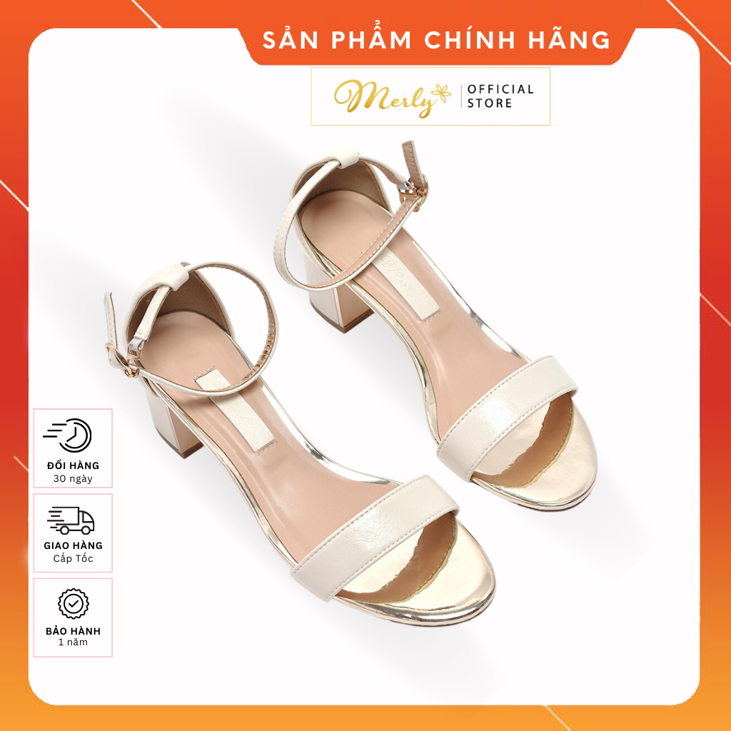 [Form To Đặt Lùi 1 Size] Giày Sandal Quai Ngang 5cm Merly 1208, Giày Đi Với Áo Dài, Giày Sandals Nữ, Giày Nữ Hàng Hiệu