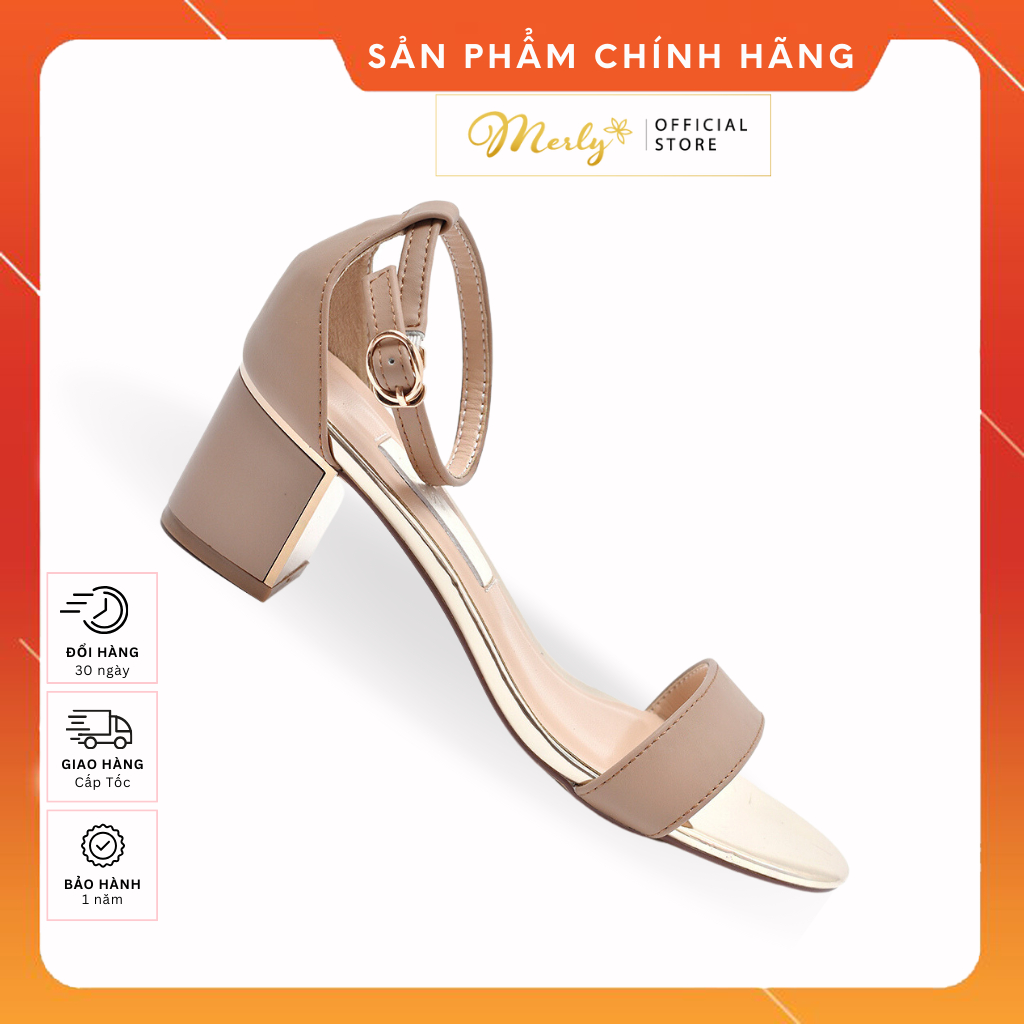 [Form To Đặt Lùi 1 Size] Giày Sandal Quai Ngang 5cm Merly 1208, Giày Đi Với Áo Dài, Giày Sandals Nữ, Giày Nữ Hàng Hiệu