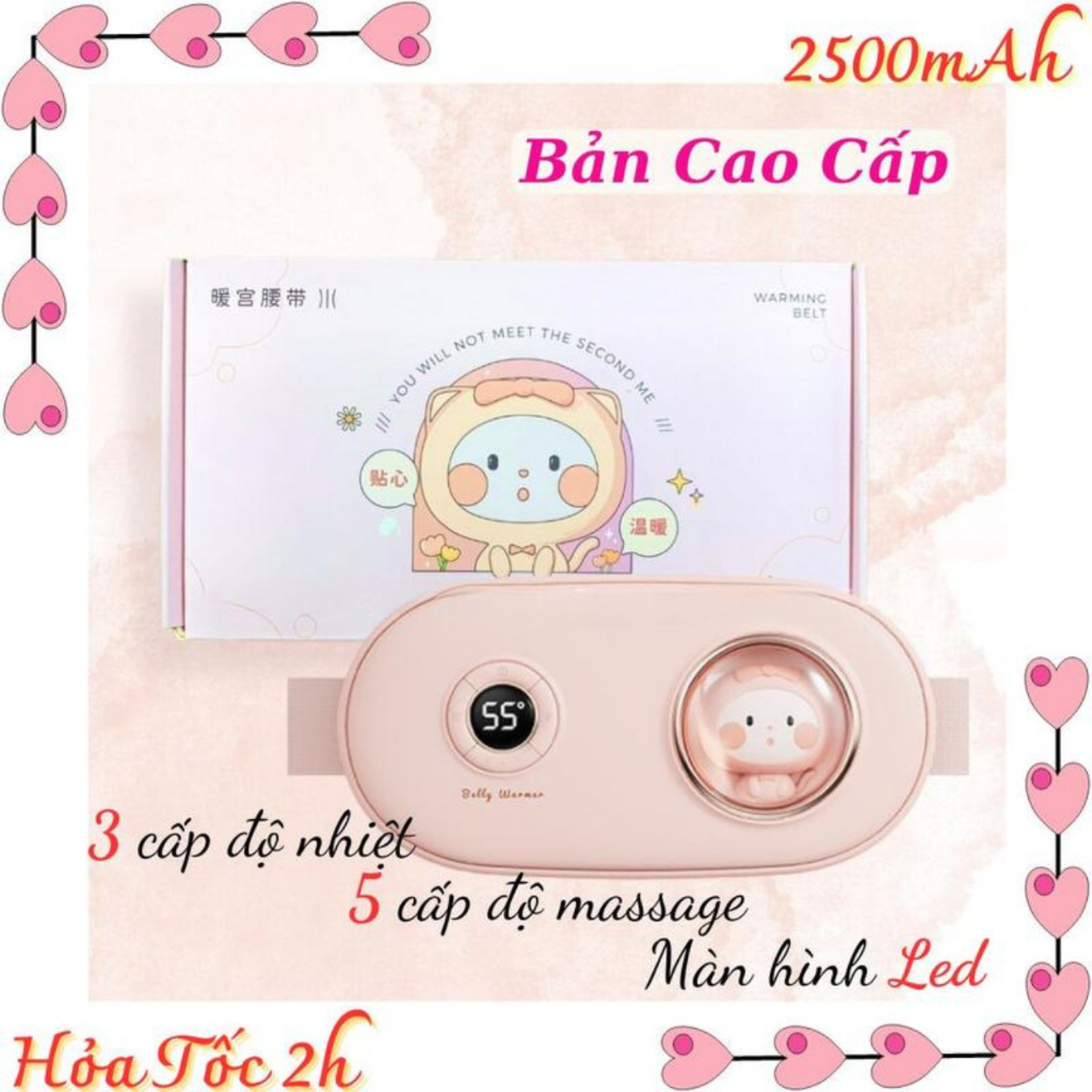 Đai mát-xa bụng kinh cao cấp, máy massage chườm ấm bụng, 3 mức tùy chọn nhiệt đô, 5 chế độ massage, quà tặng cho bạn gái