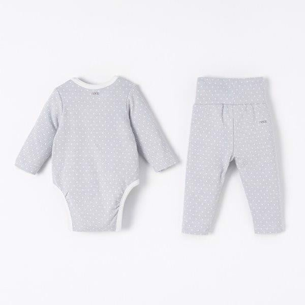 Bộ bodysuit dài màu xanh/ màu vàng in họa tiết trước ngực NOUS