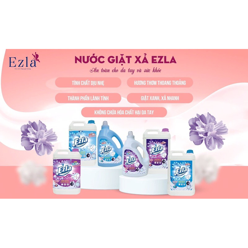 Nước giặt xả Ezla  Nước giặt xả đậm đặc 2 trong 1 dùng cho trẻ sơ sinh, lưu hương lâu
