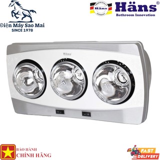 Đèn sưởi nhà tắm Hans H3B đèn sưởi 3 bóng trắng