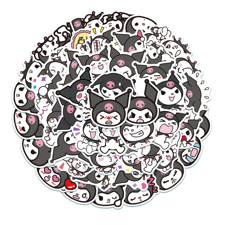 Set hình dán 50 miếng sticker mèo cún kuromi con vật cỡ to cute trang trí mũ laptop đồ dùng đa năng quà tặng đẹp rẻ