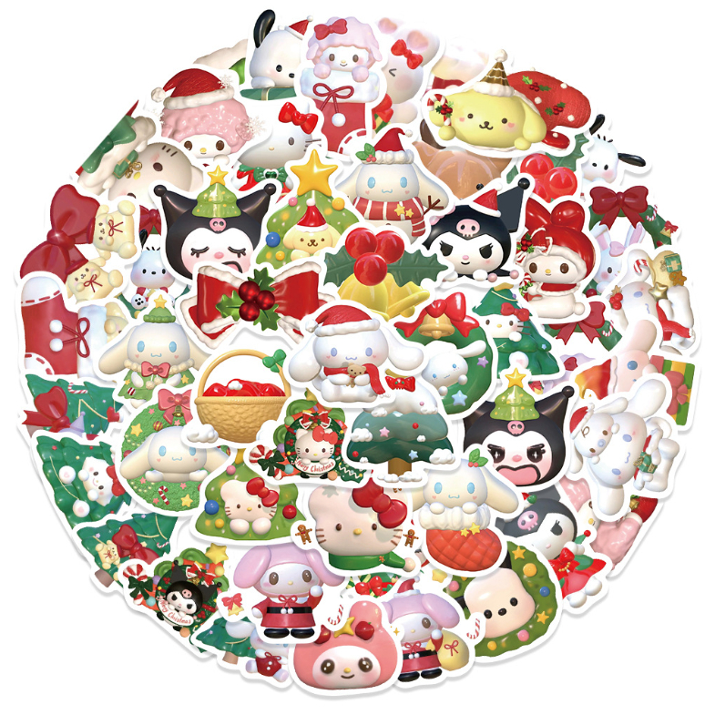 Set hình dán 50 miếng sticker mèo cún kuromi con vật cỡ to cute trang trí mũ laptop đồ dùng đa năng quà tặng đẹp rẻ